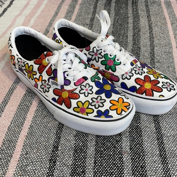 glitter daisy platform vans